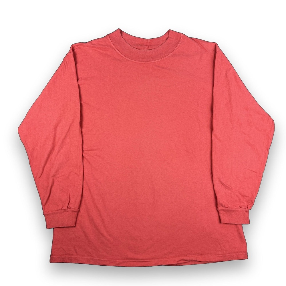 Vintage Gap Single Stitch Long Sleeve T-Shirt Large Faded Red Blank Made In USA
